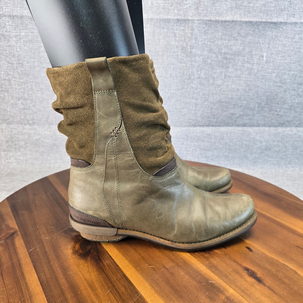 Patagonia Addie Boot Peat‎ Brown Leather Suede Slouchy Mid Calf Boots Womens 7.5